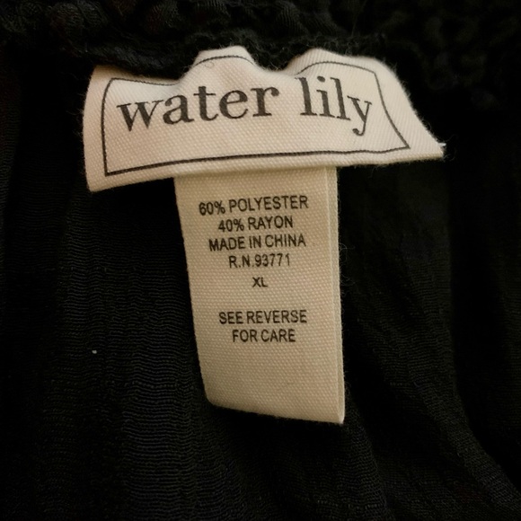 EUC water lily Off-the-Shoulder Smocked Neckline Lightweight Black Mini-Dress-XL - Picture 2 of 3